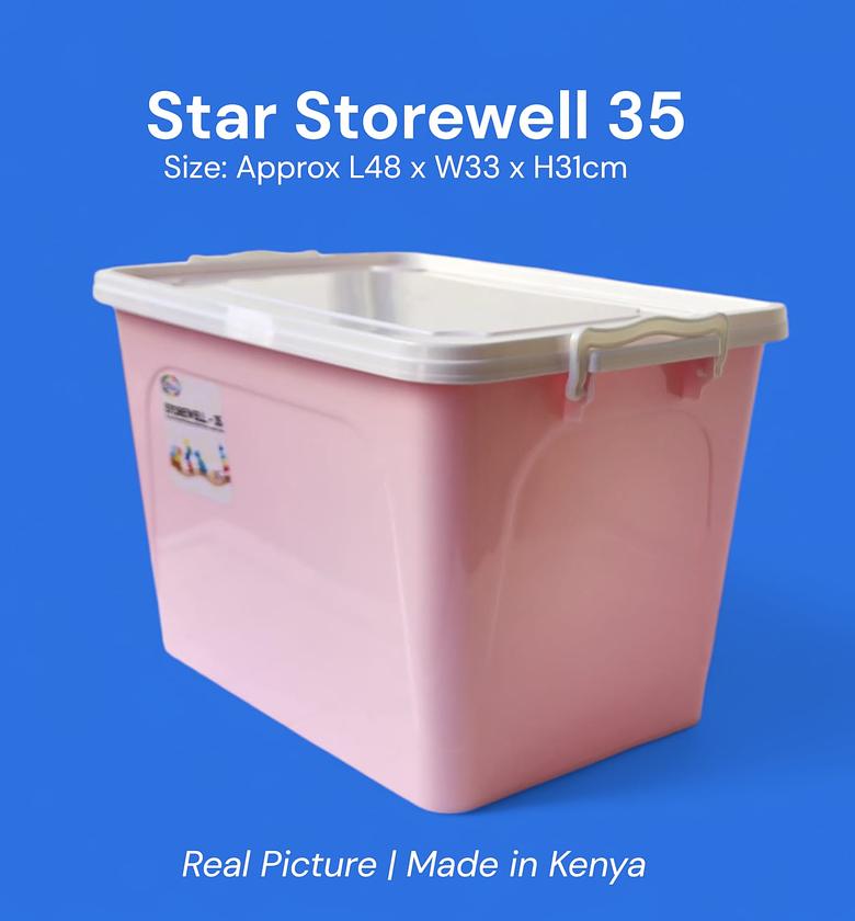 Star Storewell 35L Plastic Storage Box with Lid - Durable Multi-Purpose Home Organizer Container image
