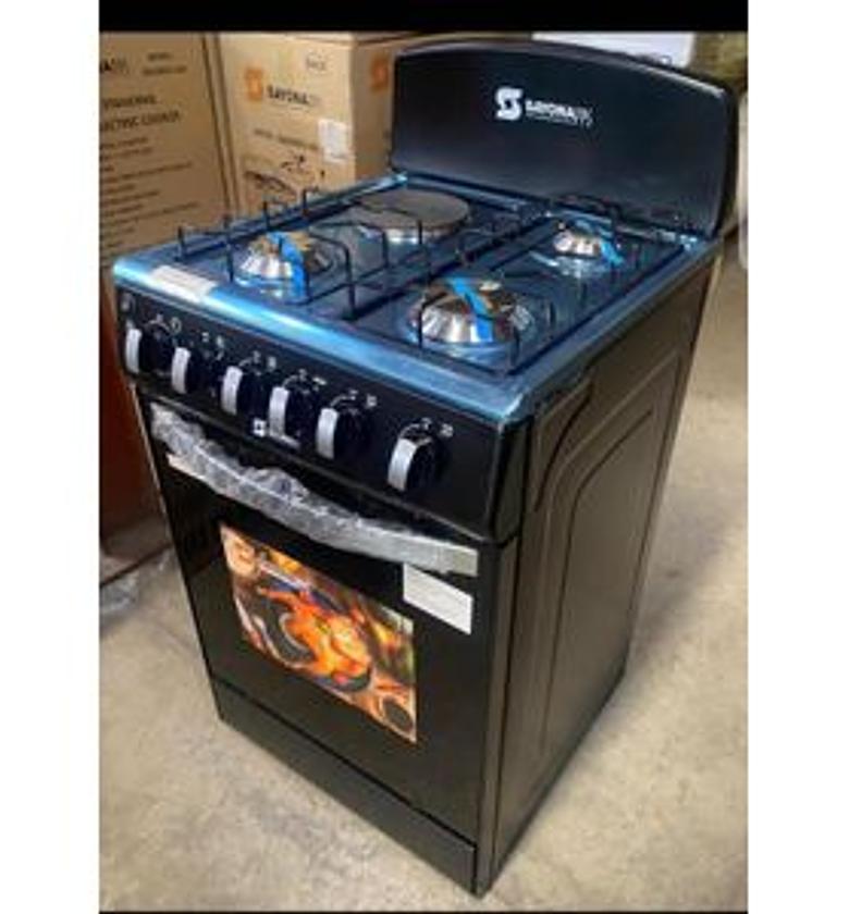 Sayona Black 3gas+1 Electric Plate Standing Cooker With Electric Oven image