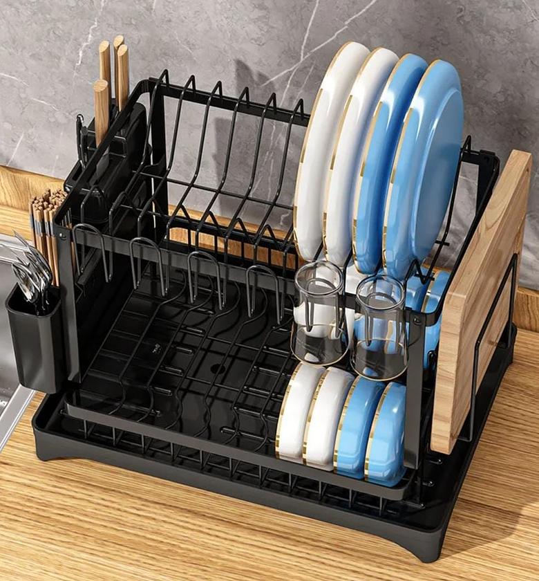 2 tier Kitchen Dish Bowl Drainer  Storage Rack image