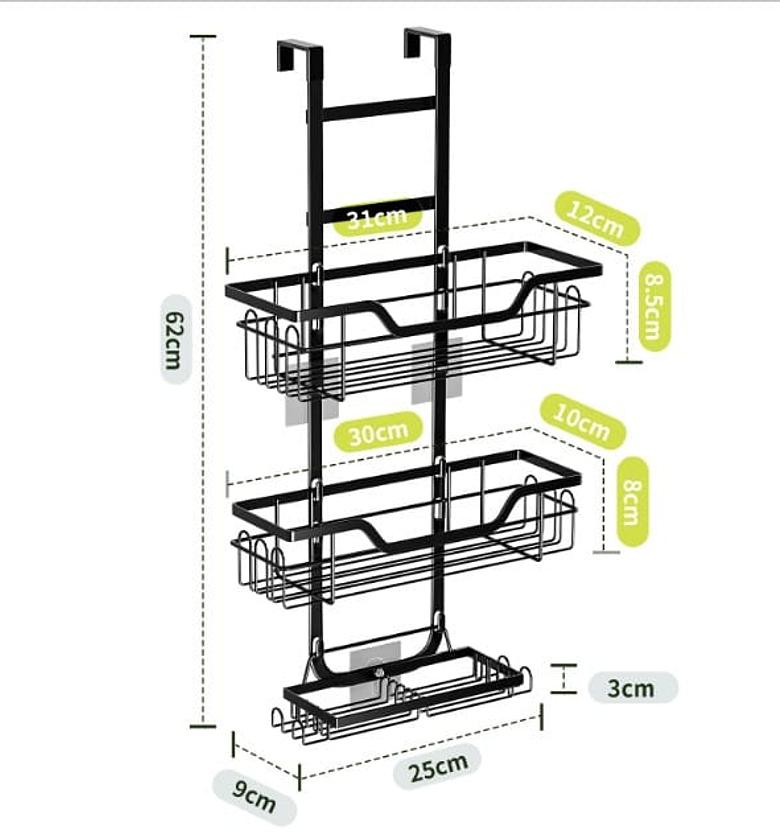 Drill-Free Bathroom Shelf Over Door Hanging Organizer  image