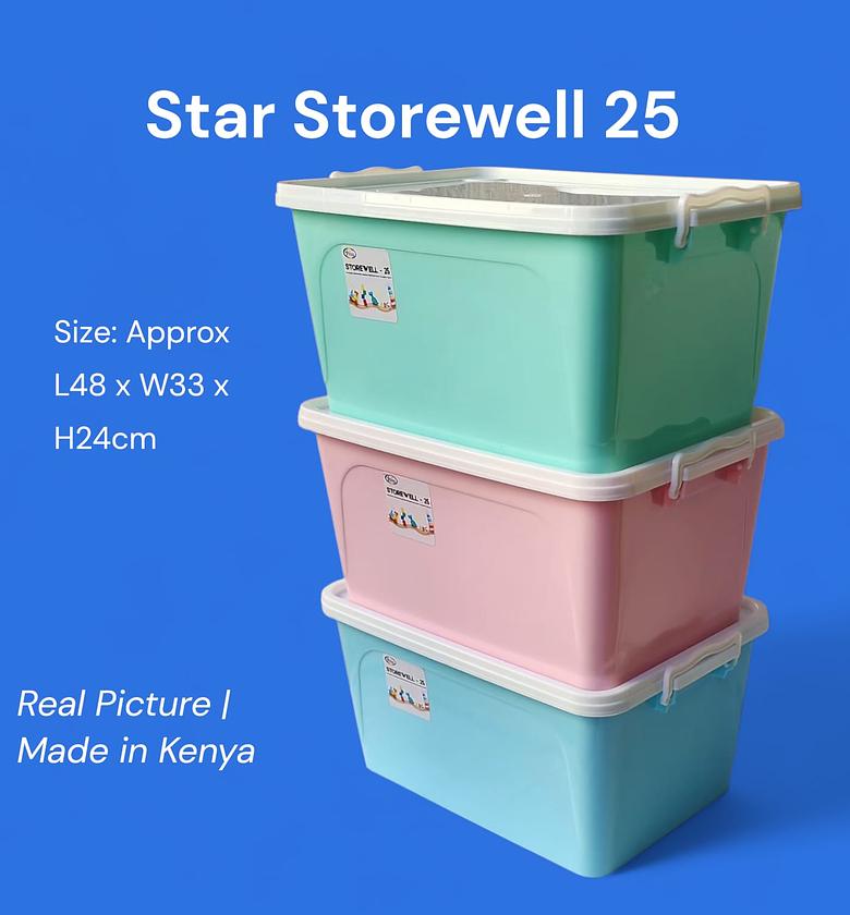 Star Storewell 25L Plastic Storage Box with Clip Lid - Multi-purpose Stackable Home & Office Organizer Container image