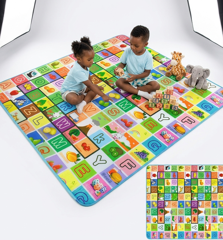 180*200cm Extra Large Waterproof Baby Crawling Play Mat - Double-Sided Educational XPE Foam Floor Rug image