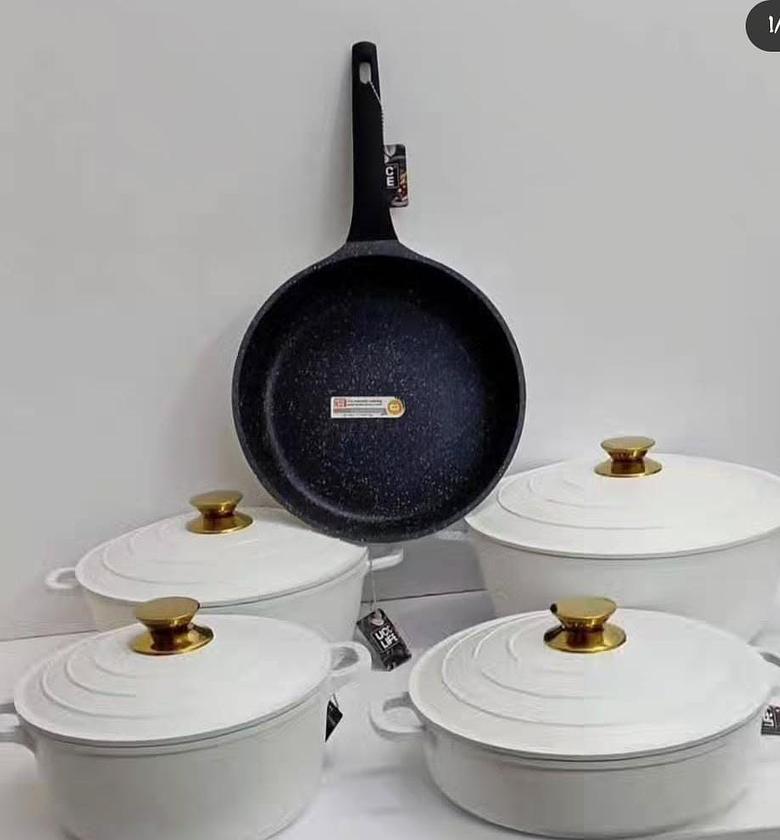 11pc quality non stick pots WHITE  image