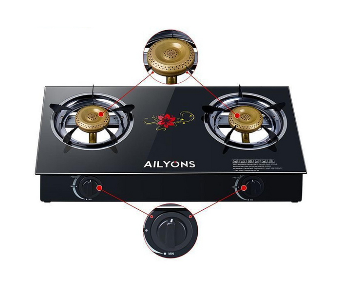 AILYONS quality Tabletop / Cooker Glass Two Burner Cooker-Auto Ignition image