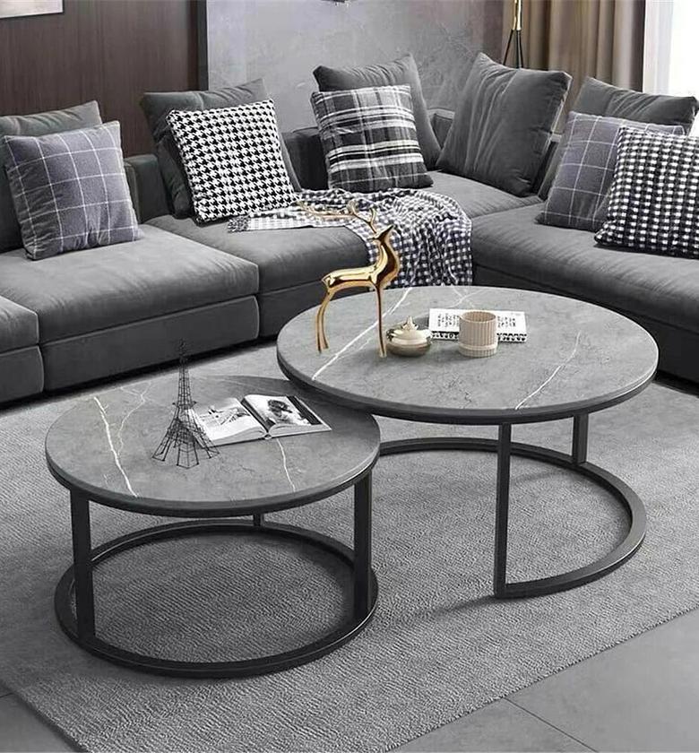 Pure Marble Texture Nesting Coffee Table 2-Piece Set image