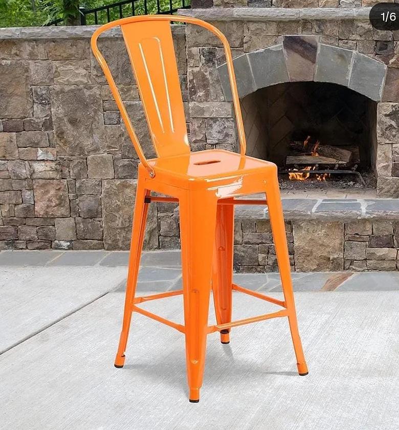 Metallic Bistro Kitchen Island Stools with Backrest. image