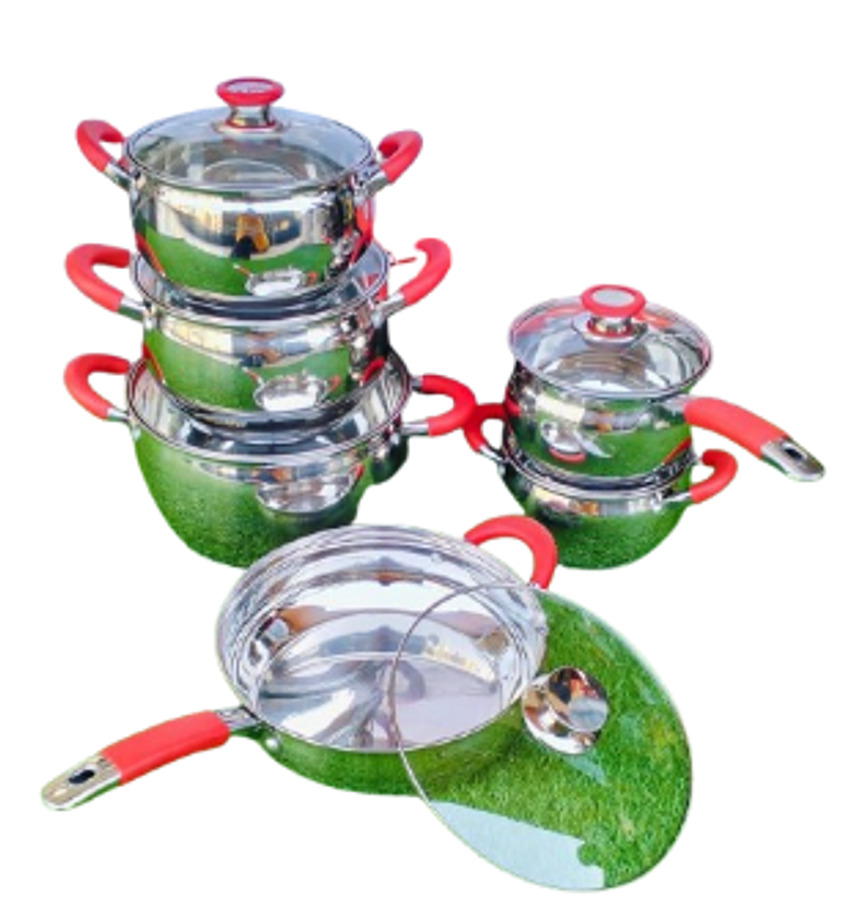 12-Piece Induction Base Stainless-Steel Cookware Set.  image