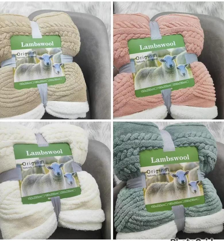 Lambswool Double Sided Throw Blanket. image