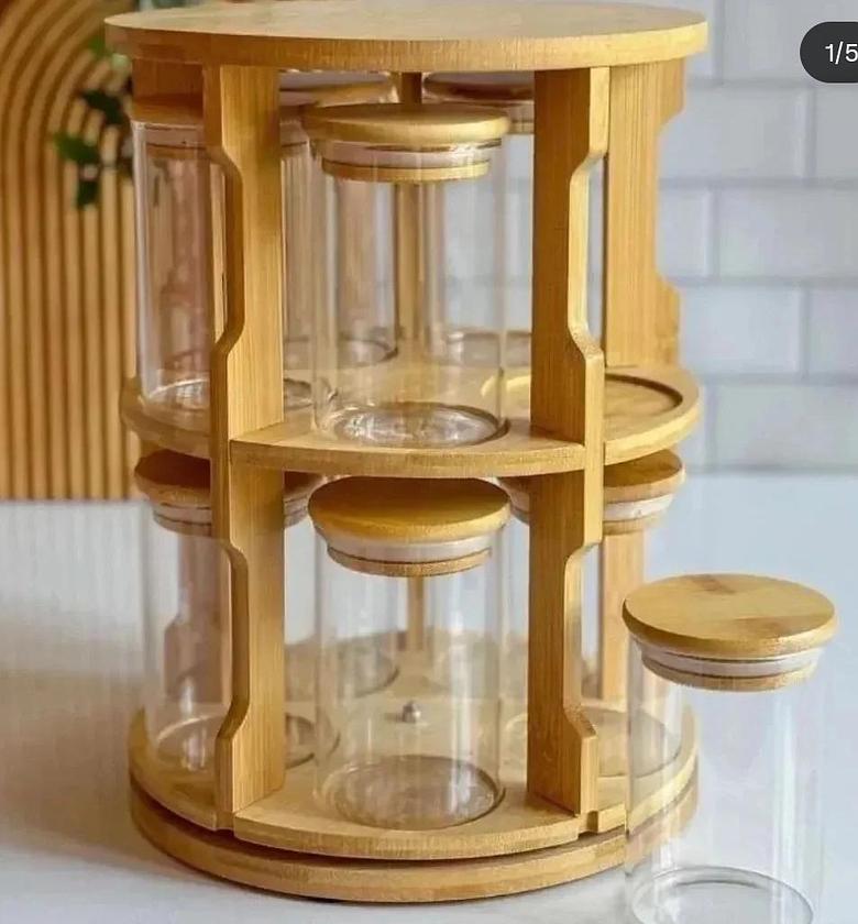 Rotating Spice Bamboo Tabletop Rack image