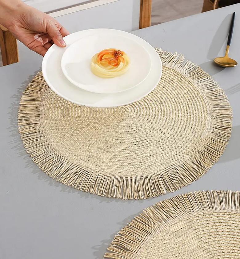 Round Table Mat Hand woven placemats  image