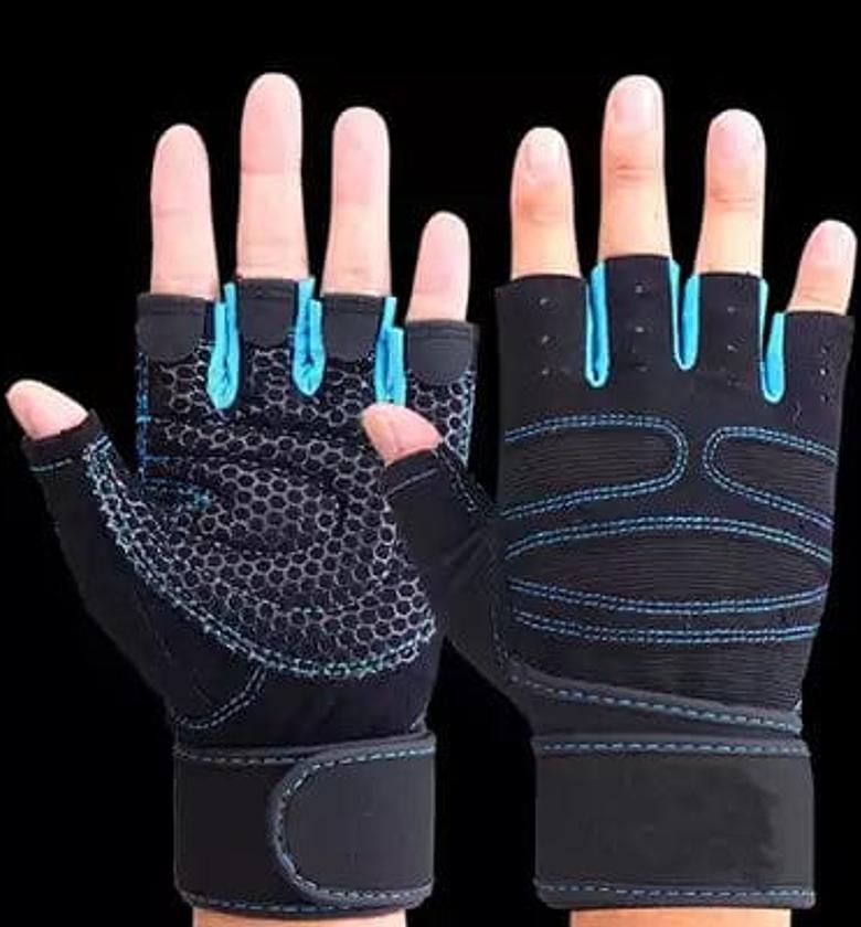 Gym Gloves. Gym Anti Slip Half Finger Gloves Breathable Dumbbells Gloves Men Women Elastic Shock Exercise Sports gloves for Cycling Bicycle image
