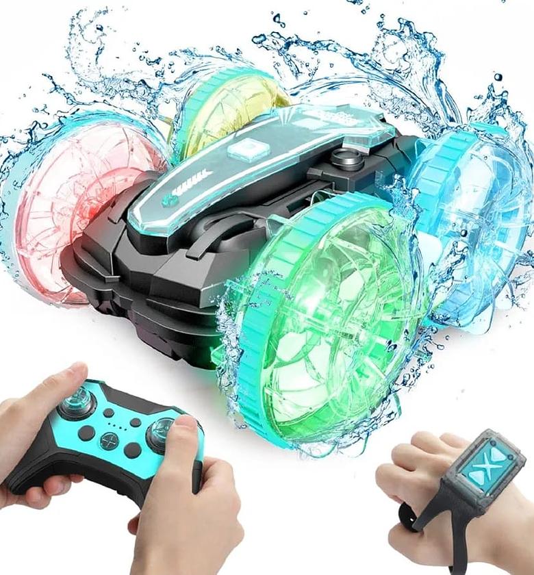 Amphibious All-Terrain RC Stunt Car, also referred to as a 2.4GHz Dual Control RC Car with Gesture Sensor.  image