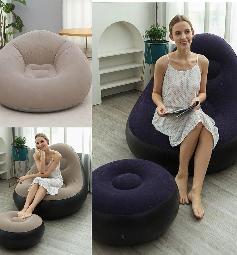 Inflatable Lazy Sofa With Foot Step image