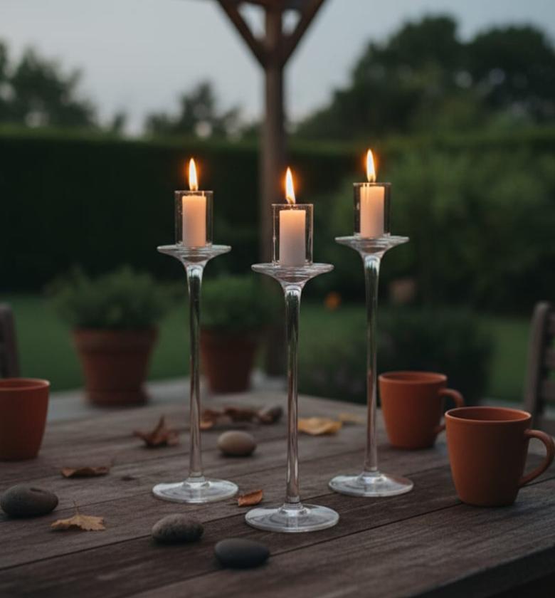 Glass Candle Holders, Elegant 3 Piece Set for Home Decor image