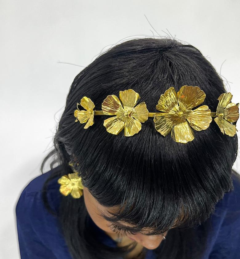 White Flower Brass Headband image