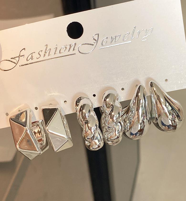 Fashionable Resin Geometric Shape Earring Set For Women Stylish Commute Personality Combination Jewelry Accessories image