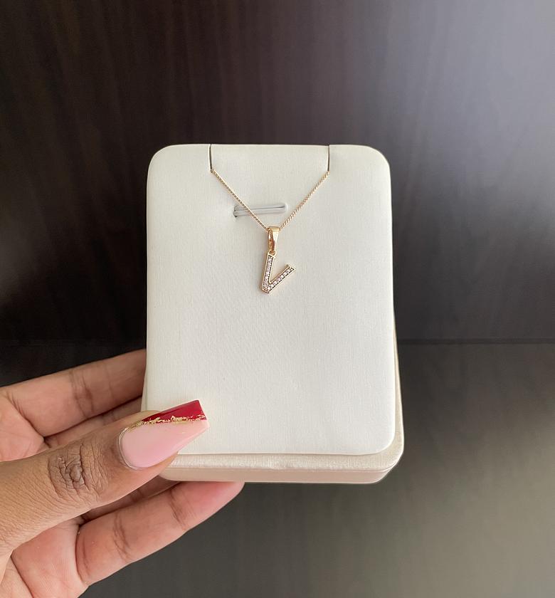 Initial Necklace - V image