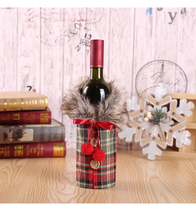 Christmas Wine Bottle Cover Festive Gift Wrapping Decoration image