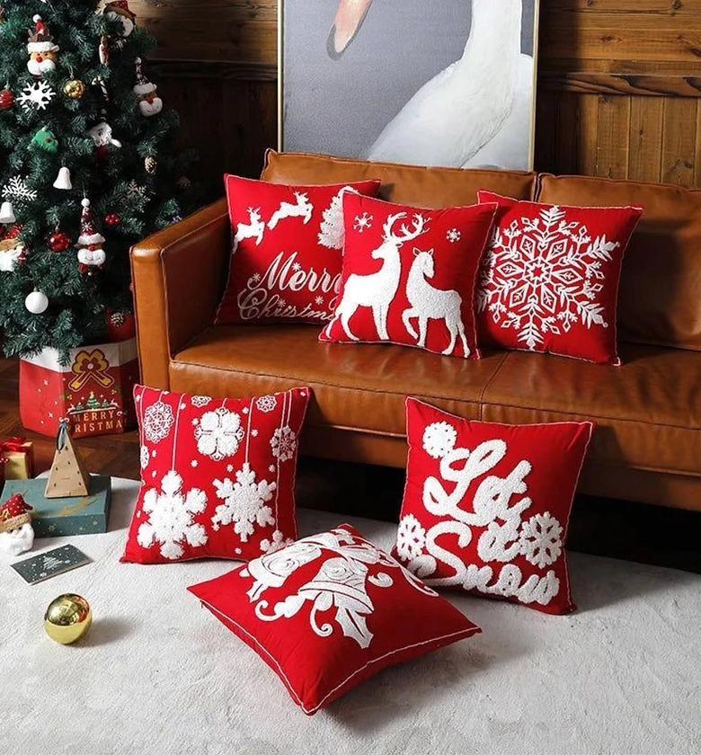 VelvetGlow 4-Piece Decorative Christmas Pillow Covers image