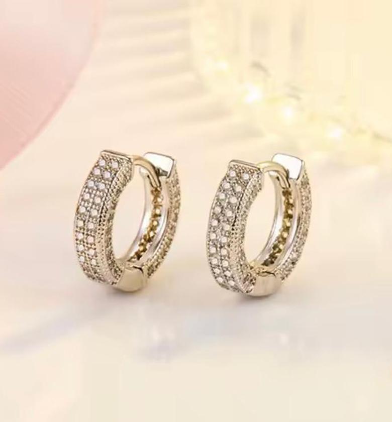 Luxe Pave Band Huggie Hoops image