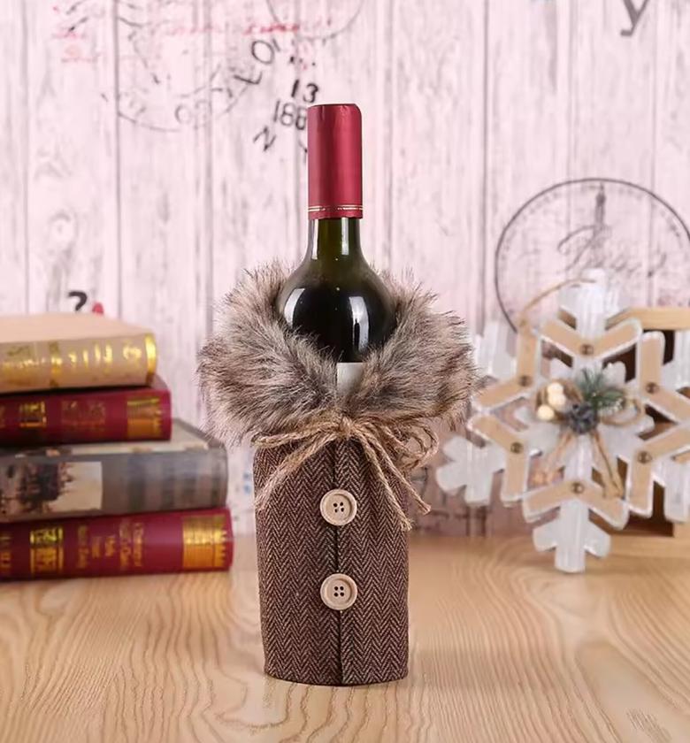 Christmas Wine Bottle Cover Festive Gift Wrapping Decoration image