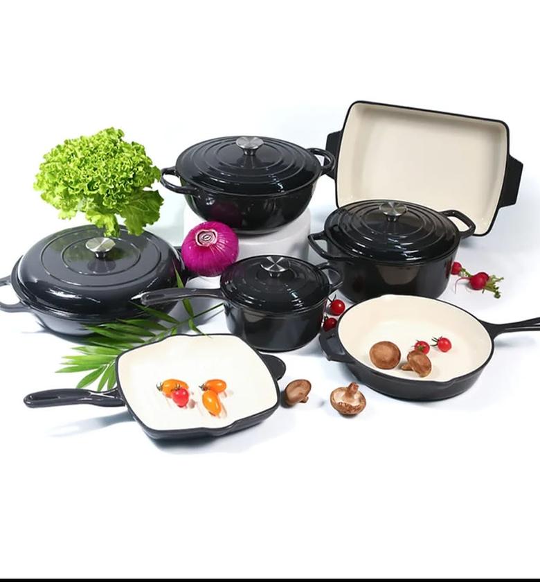 11pc Enamel Cast Iron Cookware Set – Heavy Duty  image