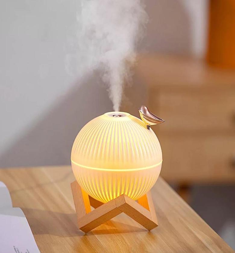 Lark Bird Ultrasonic Air Humidifier diffuser Maker Atomizer for Home / Office with wooden stand. image