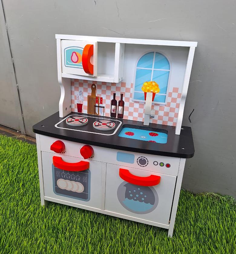 Kids' Wooden Play Kitchen Set or a Pretend Play Kitchen.  image