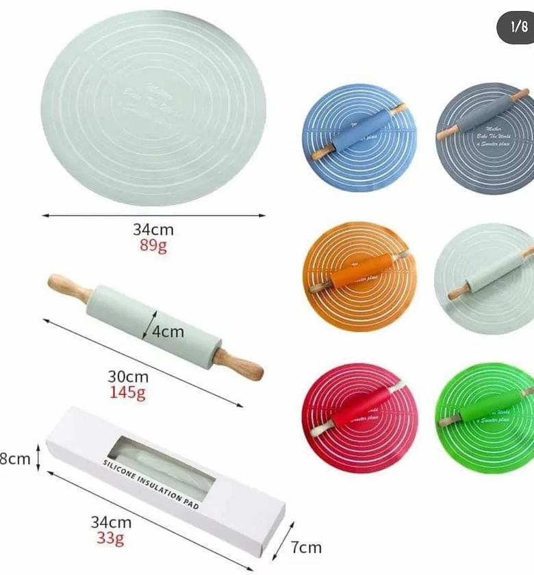 Silicone Baking Mat with Rolling Pin Set. image