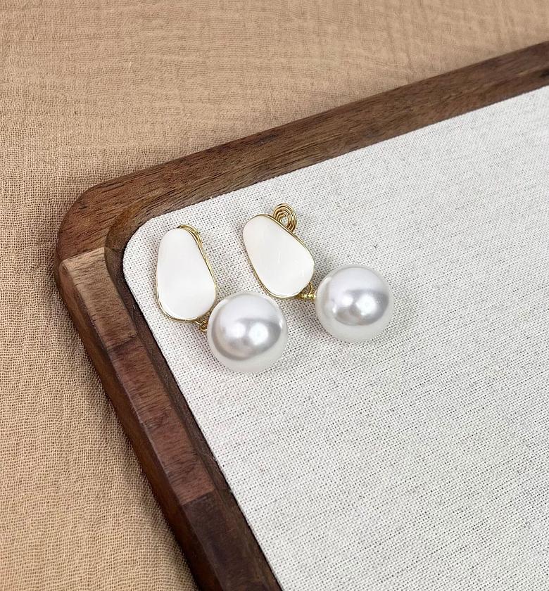 French Luxury Pearl Clip-On Earrings image
