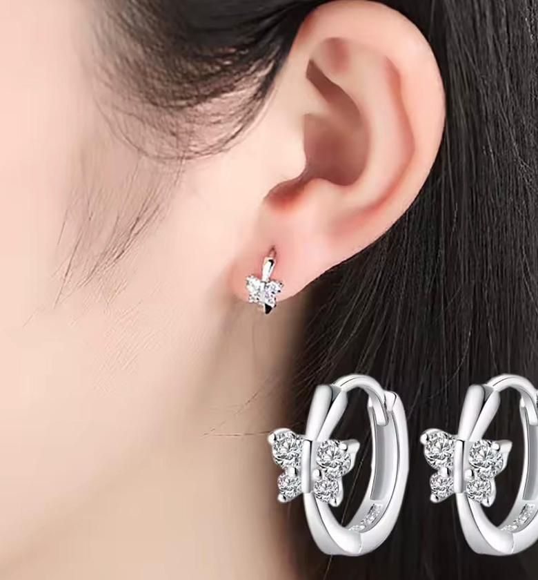 Micro-Pave Butterfly Huggie Hoops image