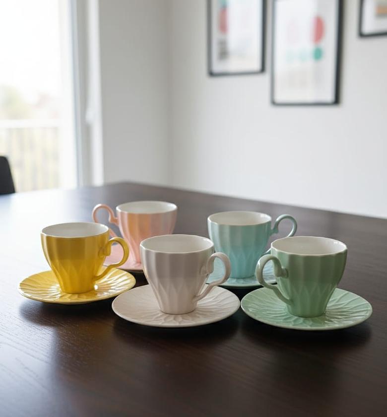 cup and saucer coloured  image