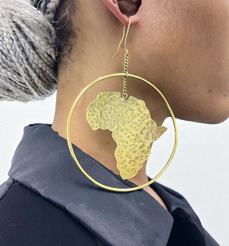 African Brass Earrings  image