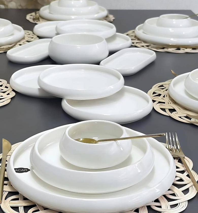 Premium 24-Piece Unique Stylish Ceramic Dinner Set image