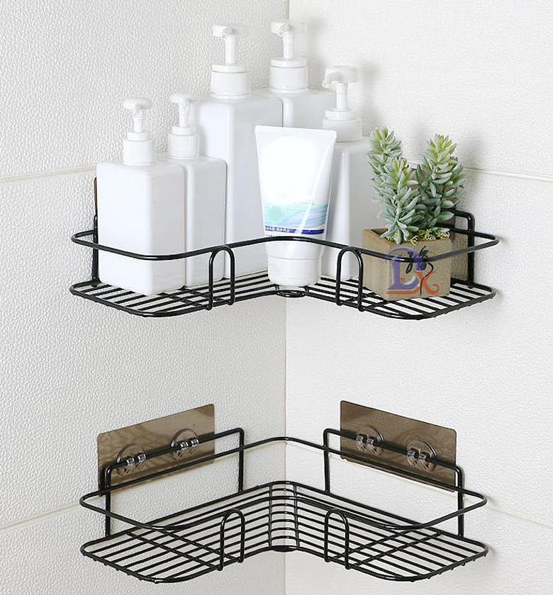 Metallic Bathroom / Kitchen Corner Shelf / Organizer image