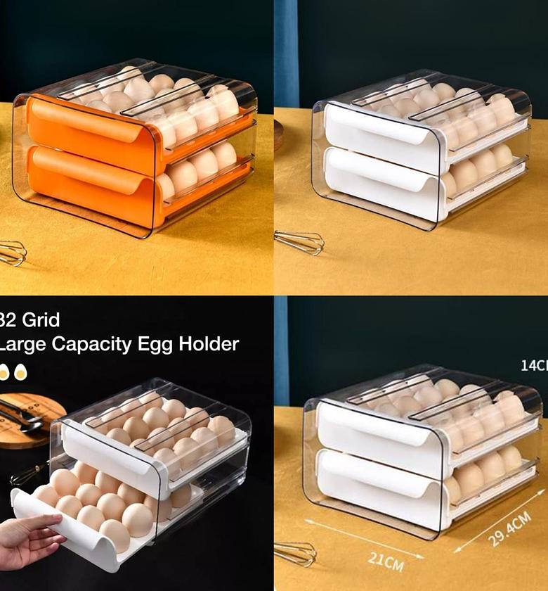 32pcs Egg Drawer Tray, Fridge Organizer, Egg Storage Box image