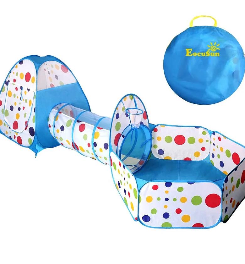 3-in-1 Kids Play Tent with Tunnel and Ball Pit image