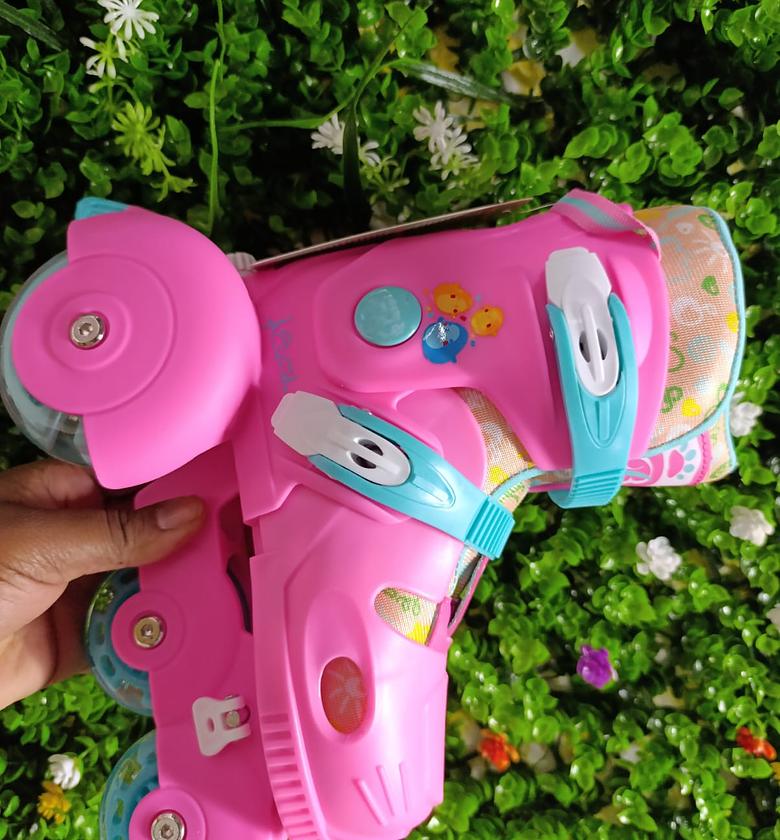 Kids trainer skates shoes Adjustable Full set glowing wheels  Pu skates  From Size 26 to 33  image