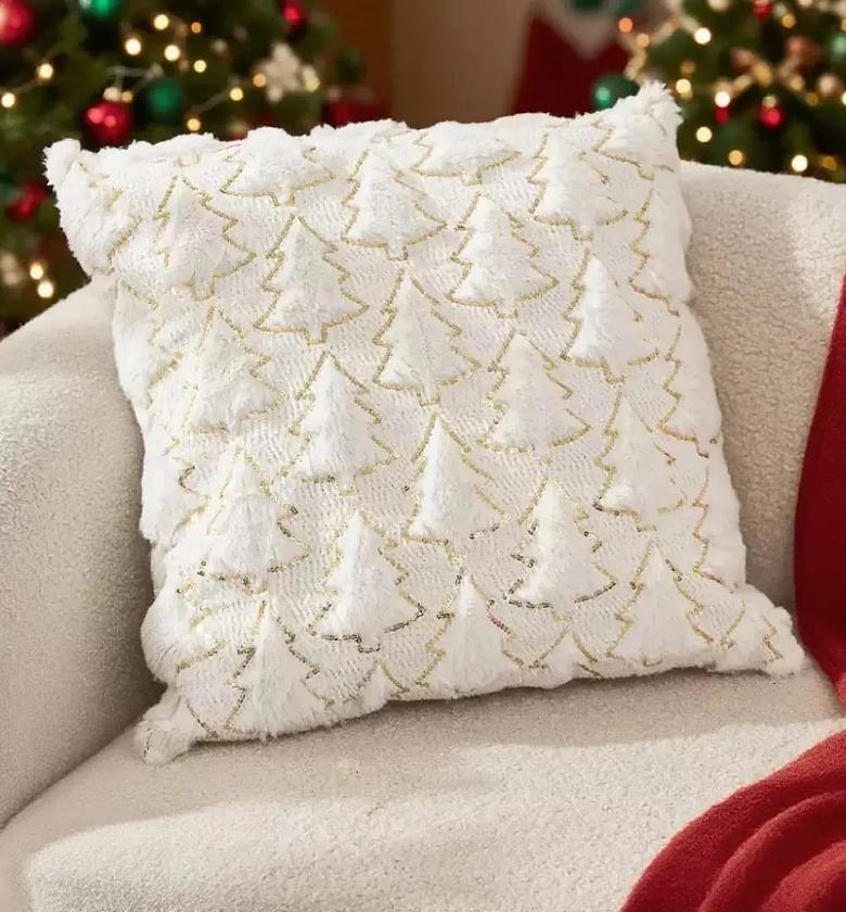 Christmas Tree Glitter Accent Throw Pillow Covers image