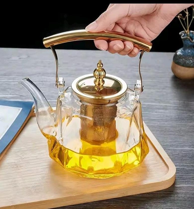 Heat resistant Glass Teapot with Strainer infuser   image