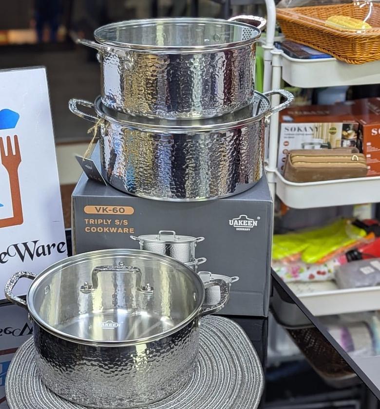 6-Piece Premium Triple-Ply Hammered Stainless Steel Casserole Set image