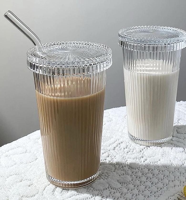  Glass  With Lid and Straw image