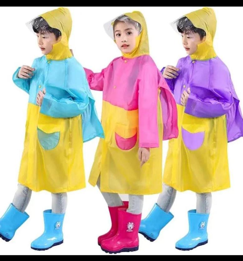 Kids Raincoat. Kids Raincoat With Extendable Bag Space PVC Waterproof for age between 4yrs to 12yrs image