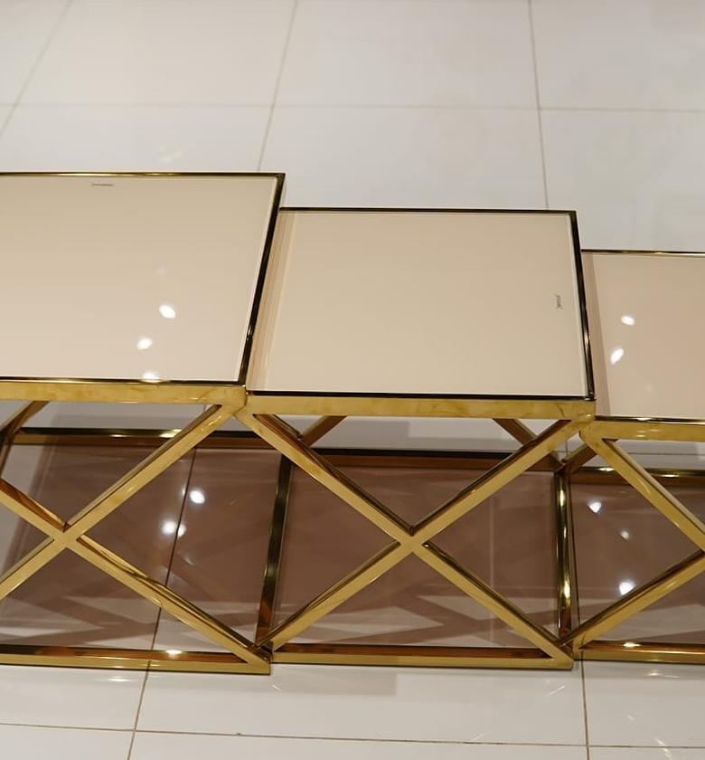 Nested Stool Set with Tempered Glass image