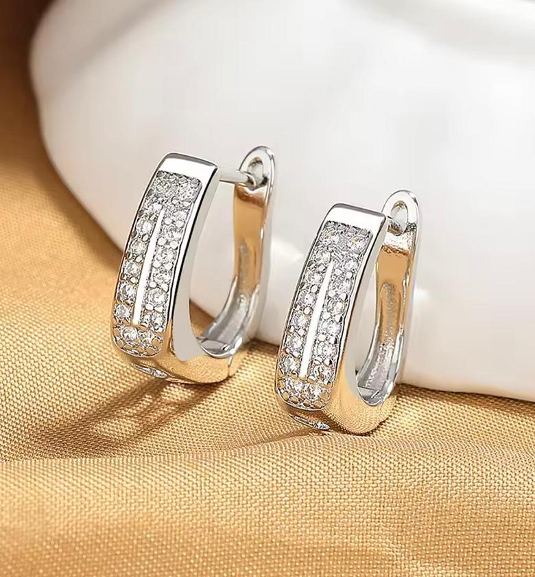 Vertical Pave Stream Huggies Earrings image