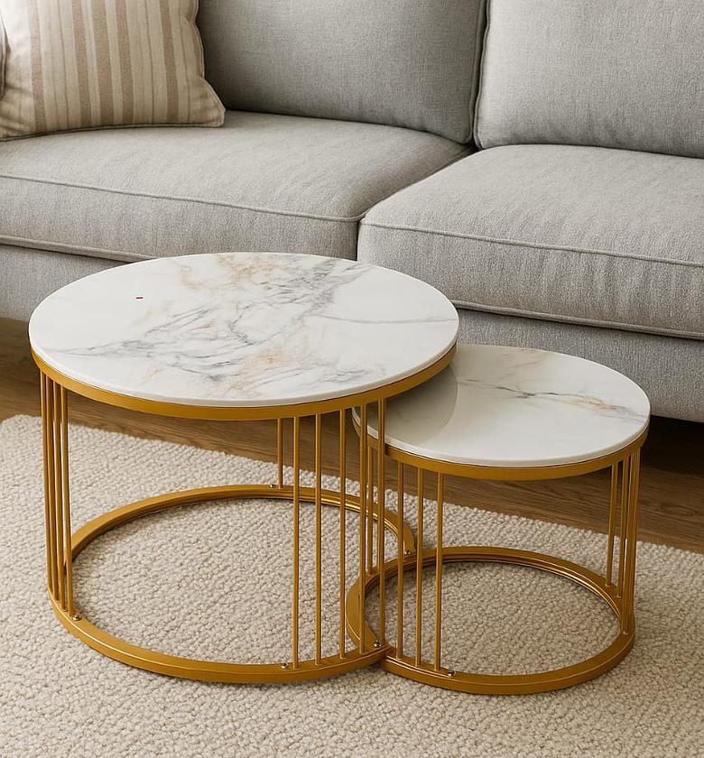 Pure Marble Texture Nesting Stool 2 piece set image