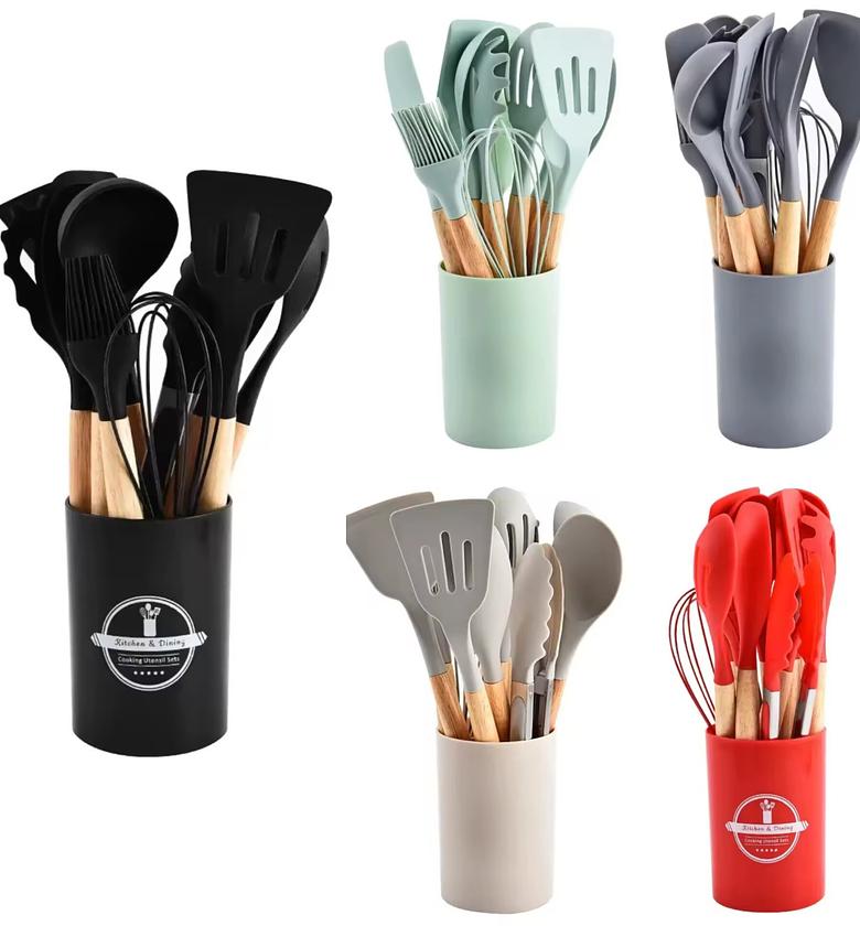 Silicone 12 PCS Kitchen Spoon Set image