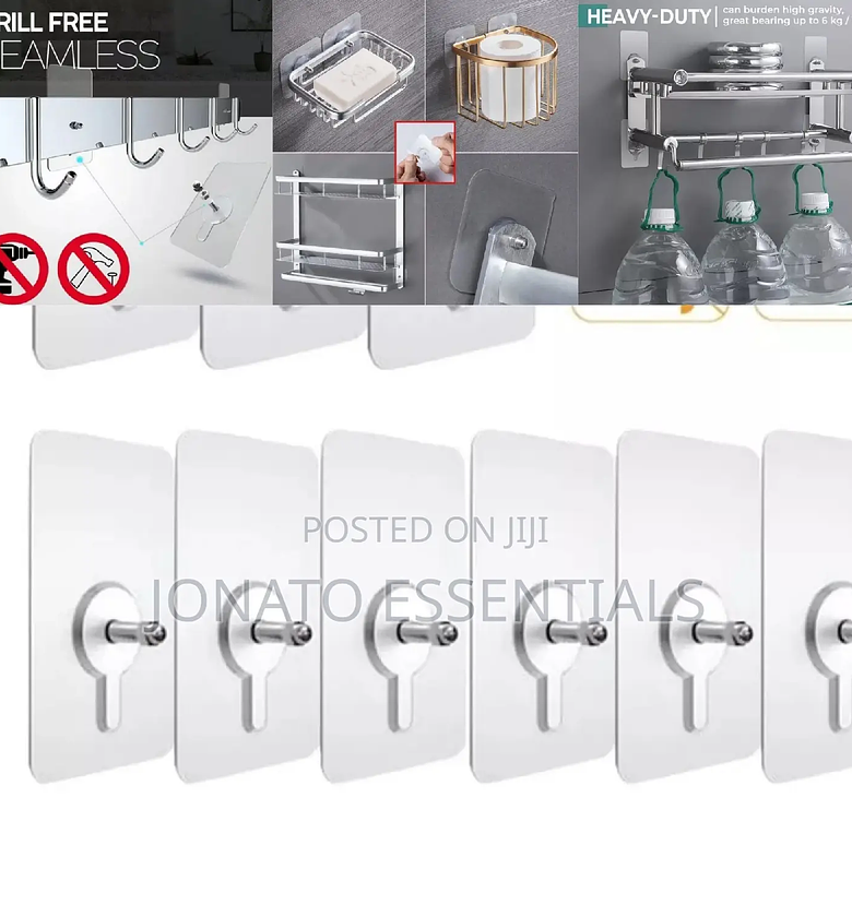 10 Piece Wall Mounted Adhesive Hooks, Screw Sticker image