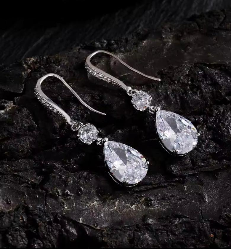 Crystal Teardrop Leverback Drops image