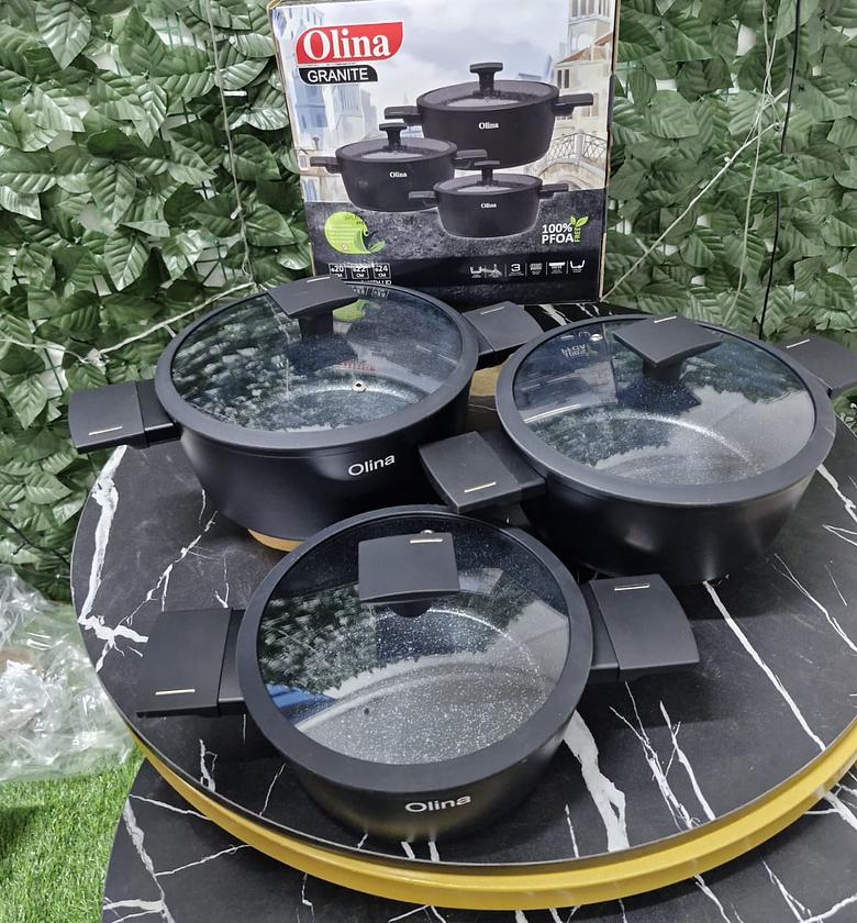 Olina 3-Piece Premium Granite Non-Stick Cookware Set image